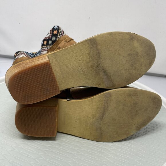 MiiM Boots Venture Ankle Suede Leather Almond Toe Boho Hippie Size 7.5 Brown - Picture 6 of 12